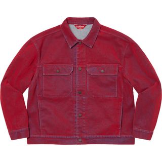 シュプリーム(Supreme)のSupreme Flocked Denim Trucker Jacket Red(Gジャン/デニムジャケット)