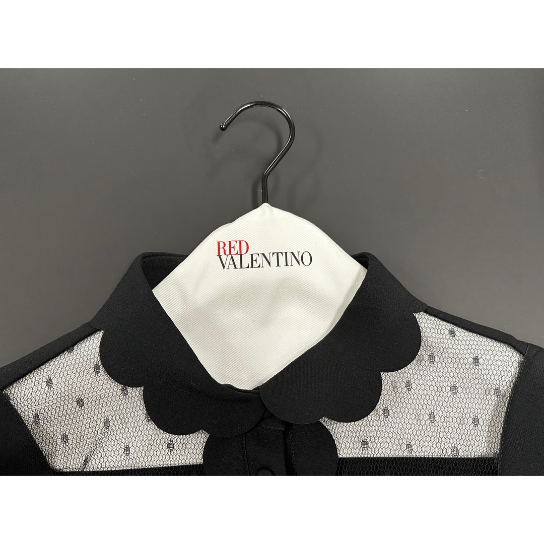 RED VALENTINO(レッドヴァレンティノ)の【美品】RED VALENTINO スカラップ＆チュールディテールドレス レディースのワンピース(ミニワンピース)の商品写真