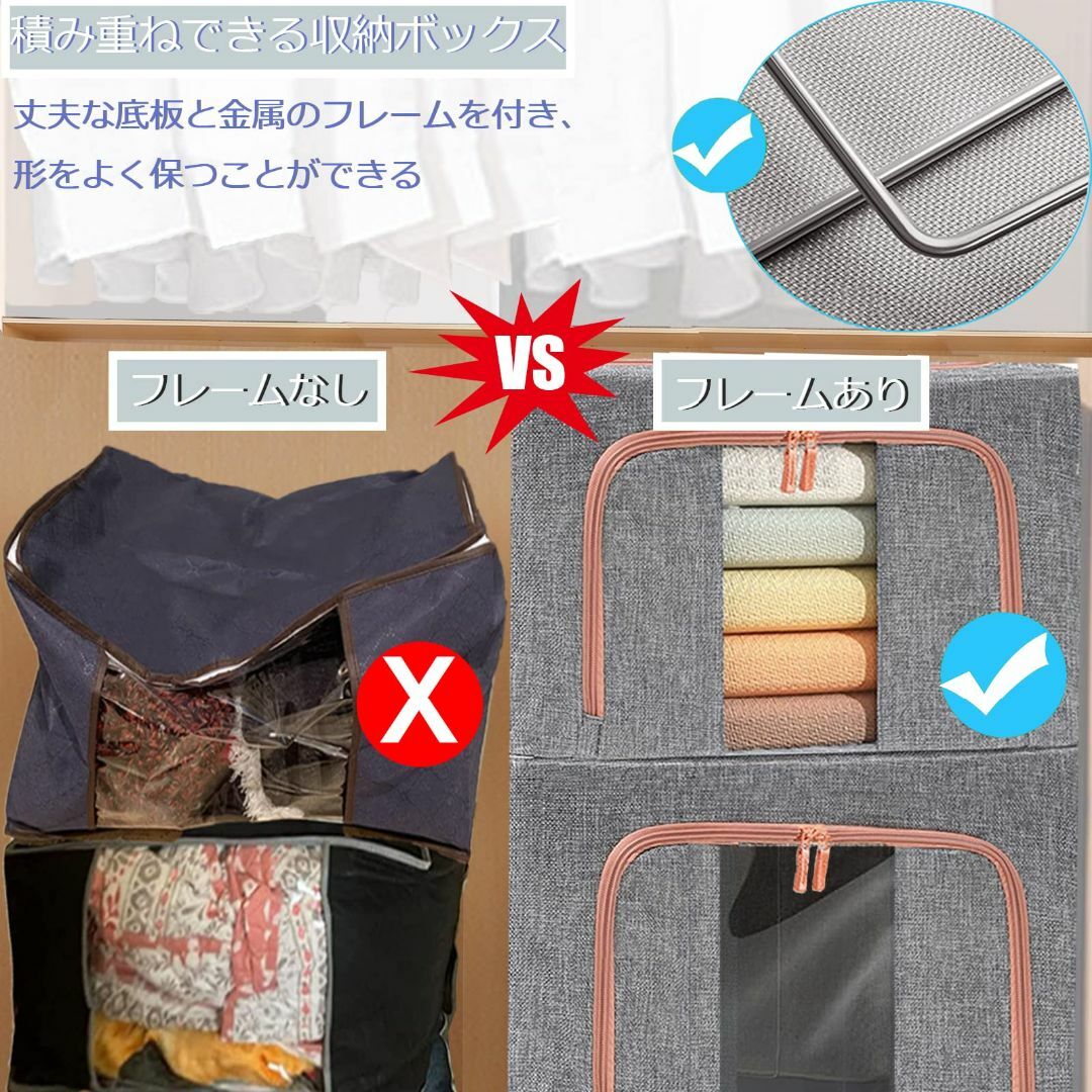 【色: グレー】100L X 2個セット 大容量 布団収納ケース 衣類収納袋 鉄 5