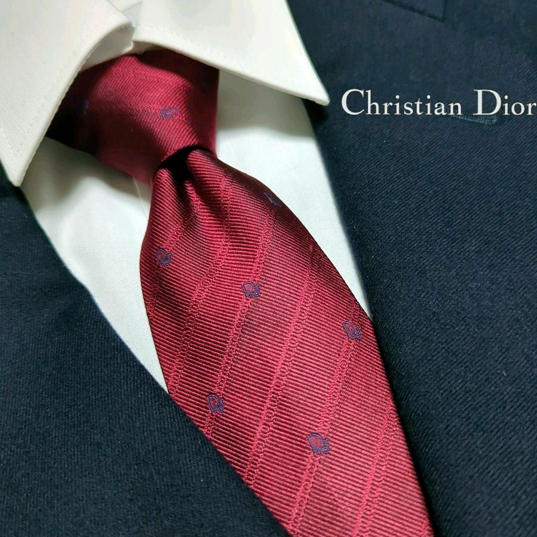 クリスチャンディオール　ネクタイ　Diorロゴ　トロッター　高級シルク　光沢感