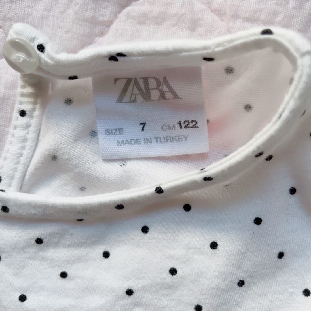 ZARA(ザラ)のドット白T  110〜120 キッズ/ベビー/マタニティのキッズ服女の子用(90cm~)(Tシャツ/カットソー)の商品写真