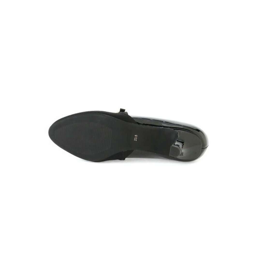 JELLY BEANS(ジェリービーンズ)の【黒】ビジューリボンストラップコンビパンプス<ふわさら>/204-22926 レディースの靴/シューズ(ハイヒール/パンプス)の商品写真