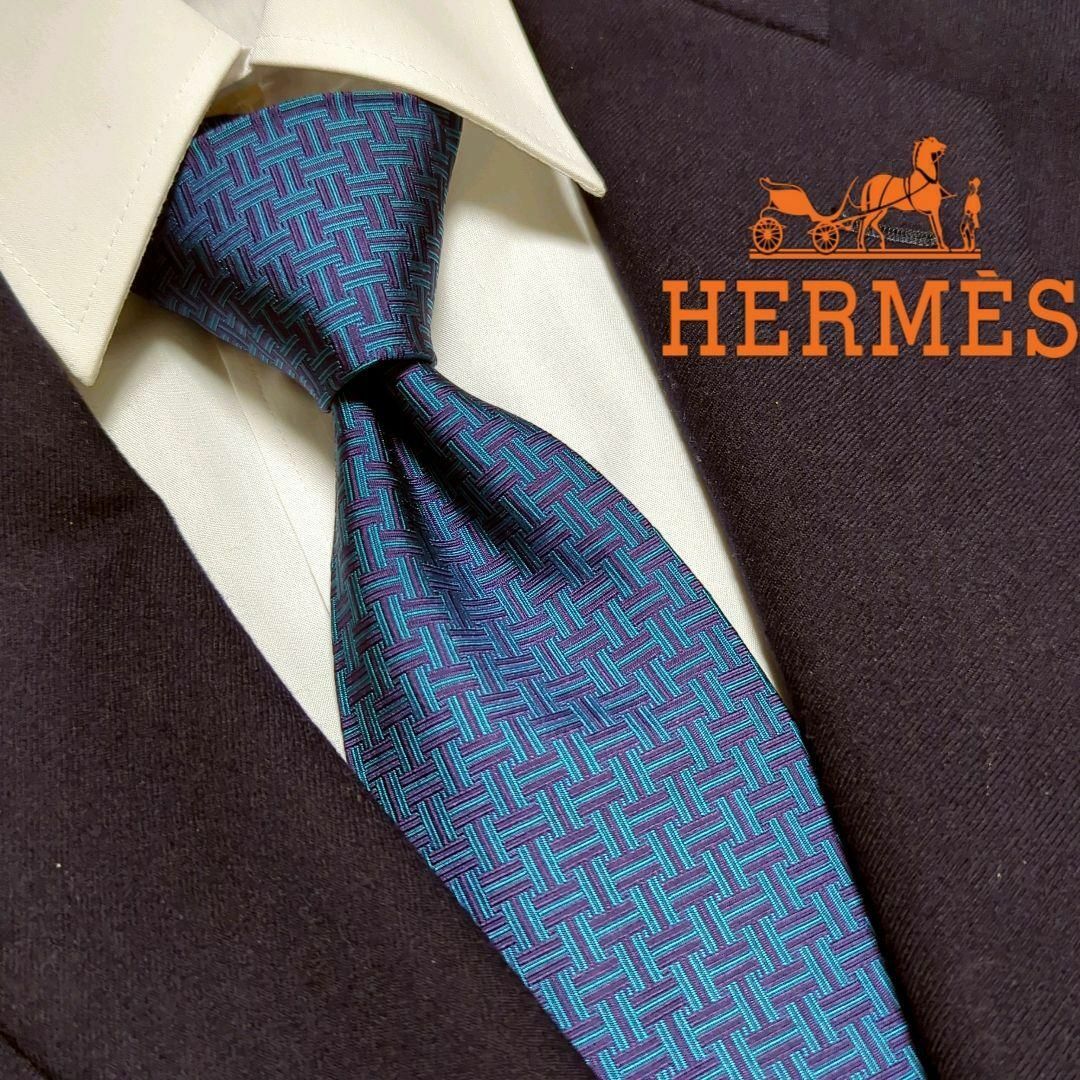 【正規品・美品・クリーニング済！】エルメス　HERMES　ネクタイ　高級シルク