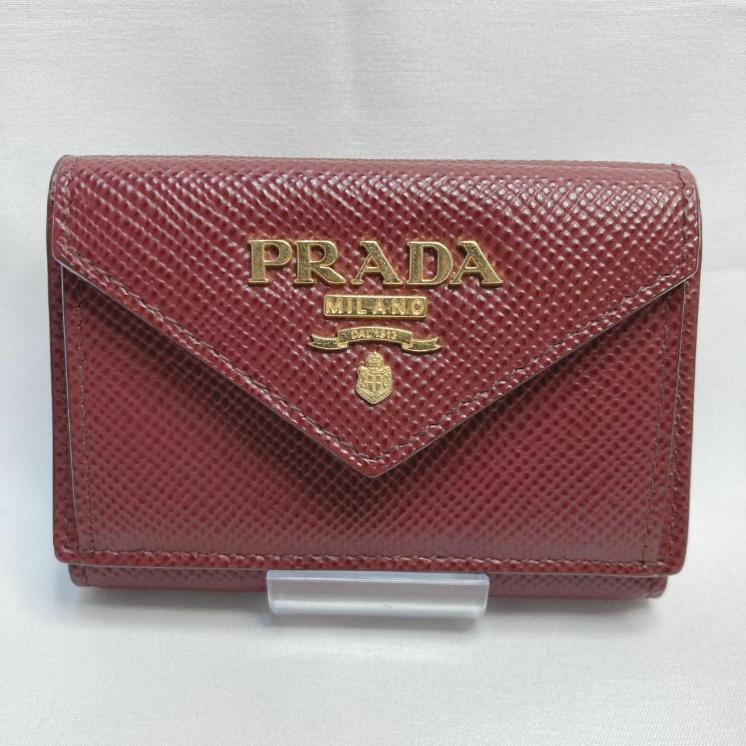 【未使用級】PRADA ミニ ウォレット 三つ折り財布 赤 1MH021 1