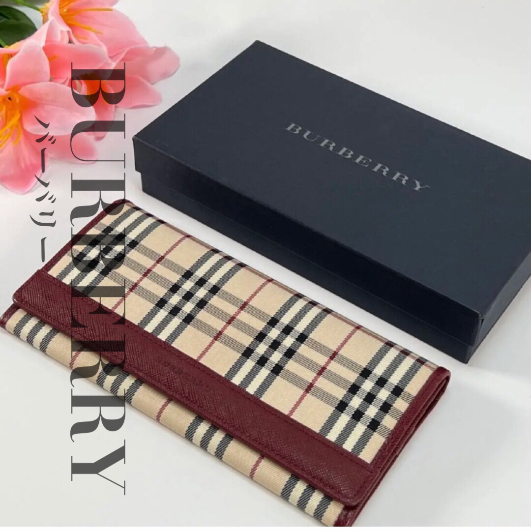 未使用品 BURBERRY バーバリー 二つ折り 長財布 ノバチェック 箱付き-