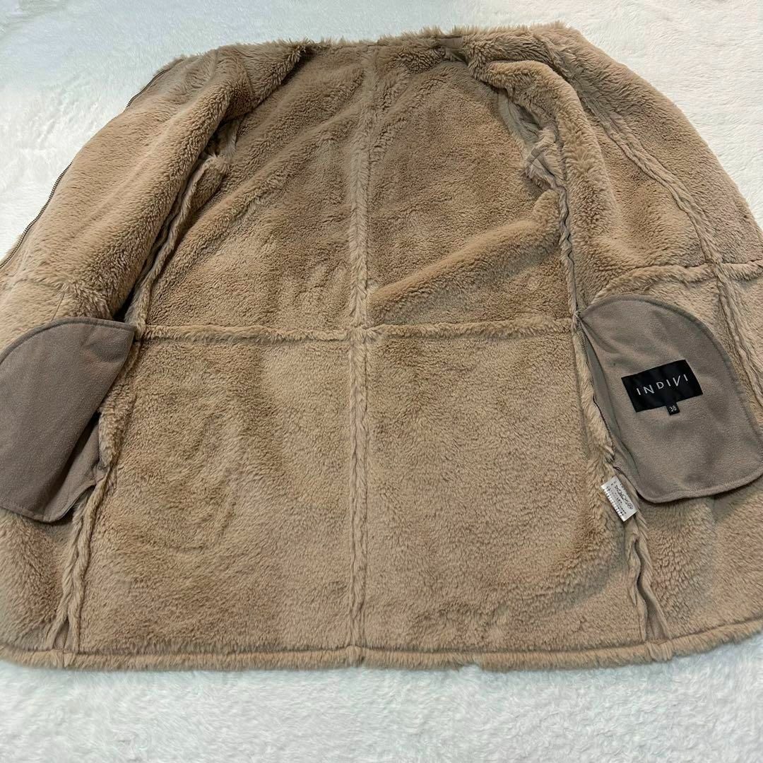 INDIVI(インディヴィ)のINDIVIインディヴィ✨美品 ボアジャケット ベージュ 38サイズ(Мサイズ) レディースのジャケット/アウター(毛皮/ファーコート)の商品写真