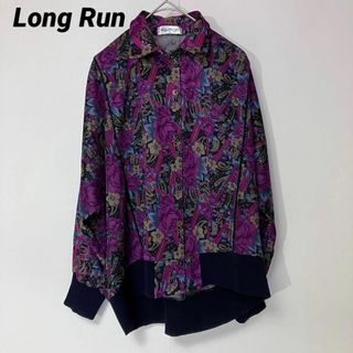 ks15 Long Run 襟付きトップス カットソー 花柄 総柄 レトロモダン(カットソー(長袖/七分))