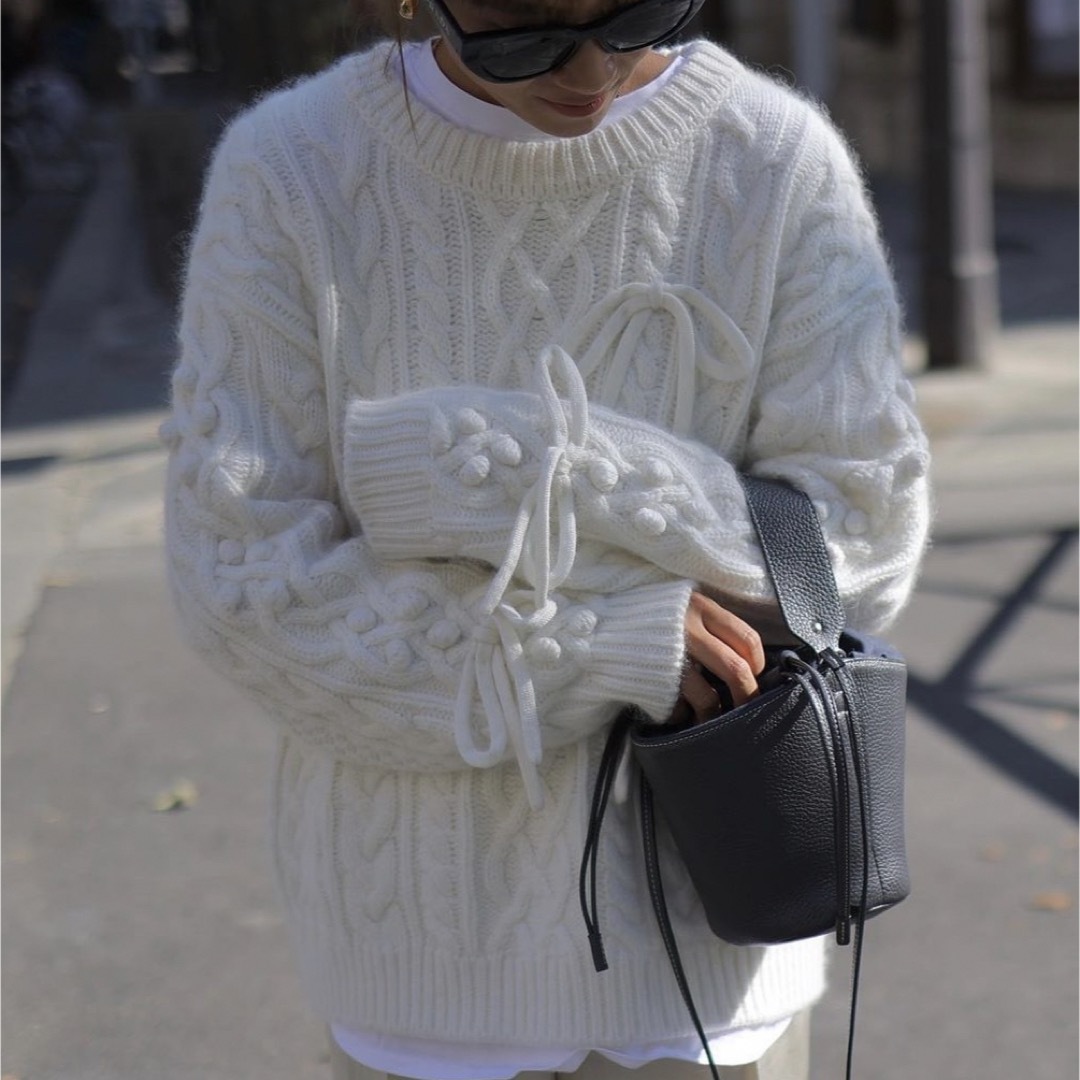 gypsohila ジプソフィア Cable Ribbon Knit White-