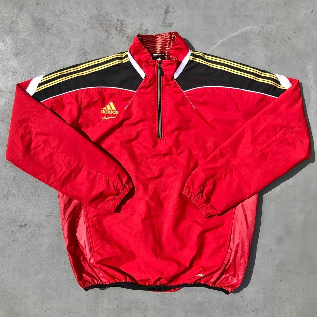 adidas プロフェッショナル ハーフジップ ナイロンジャケット O レッドジャケット/アウター