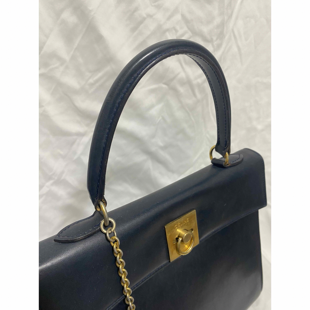 CELINE ケリー ハンドバッグ ゴールド金具 チェーン ネイビー 4