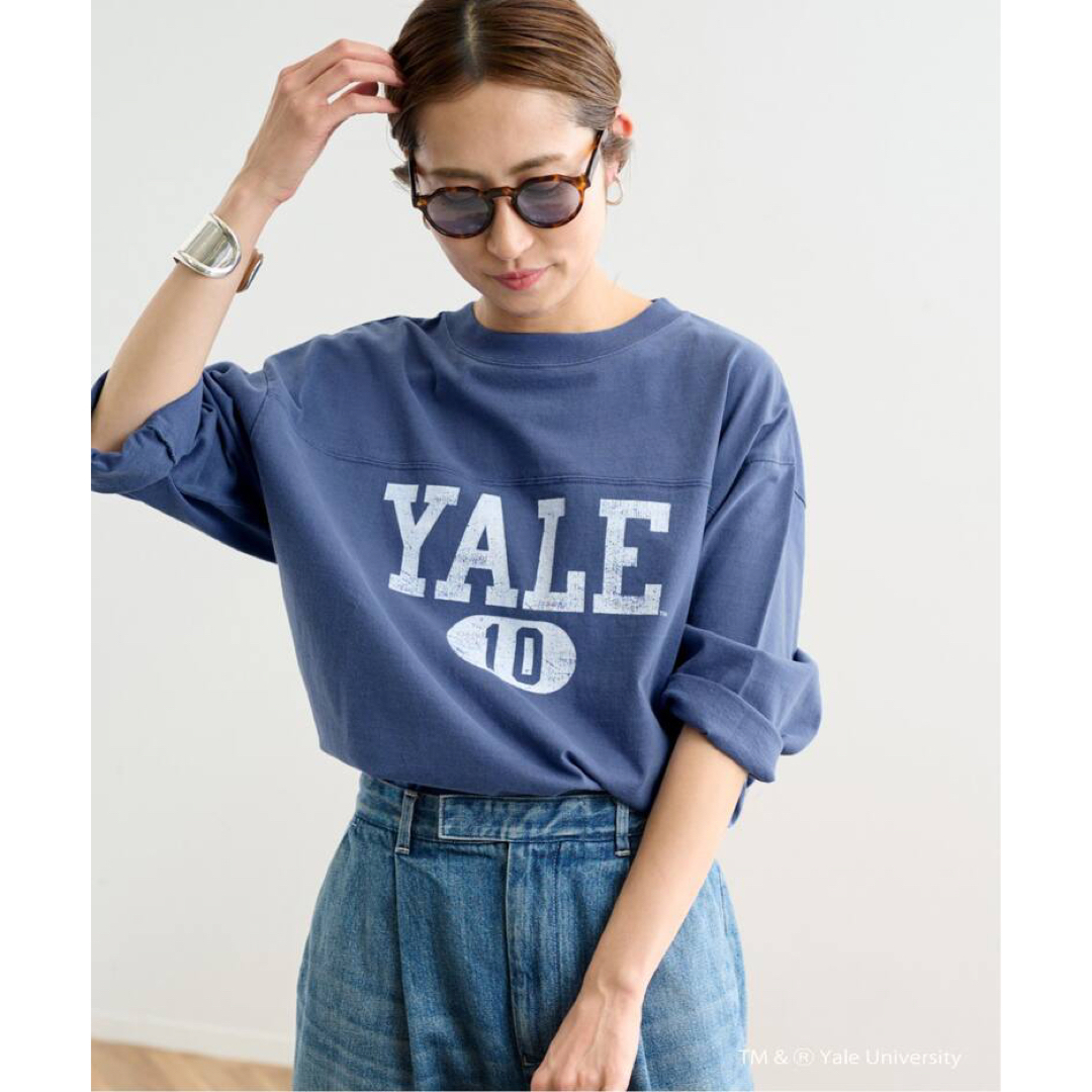 FRAMeWORK  YALE/クオータースリーブフットボールT ブルー　新品