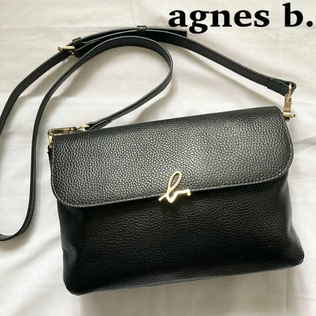 ✨極美品✨ agnes b アニエスベー ショルダーバッグ レザーバック シボ