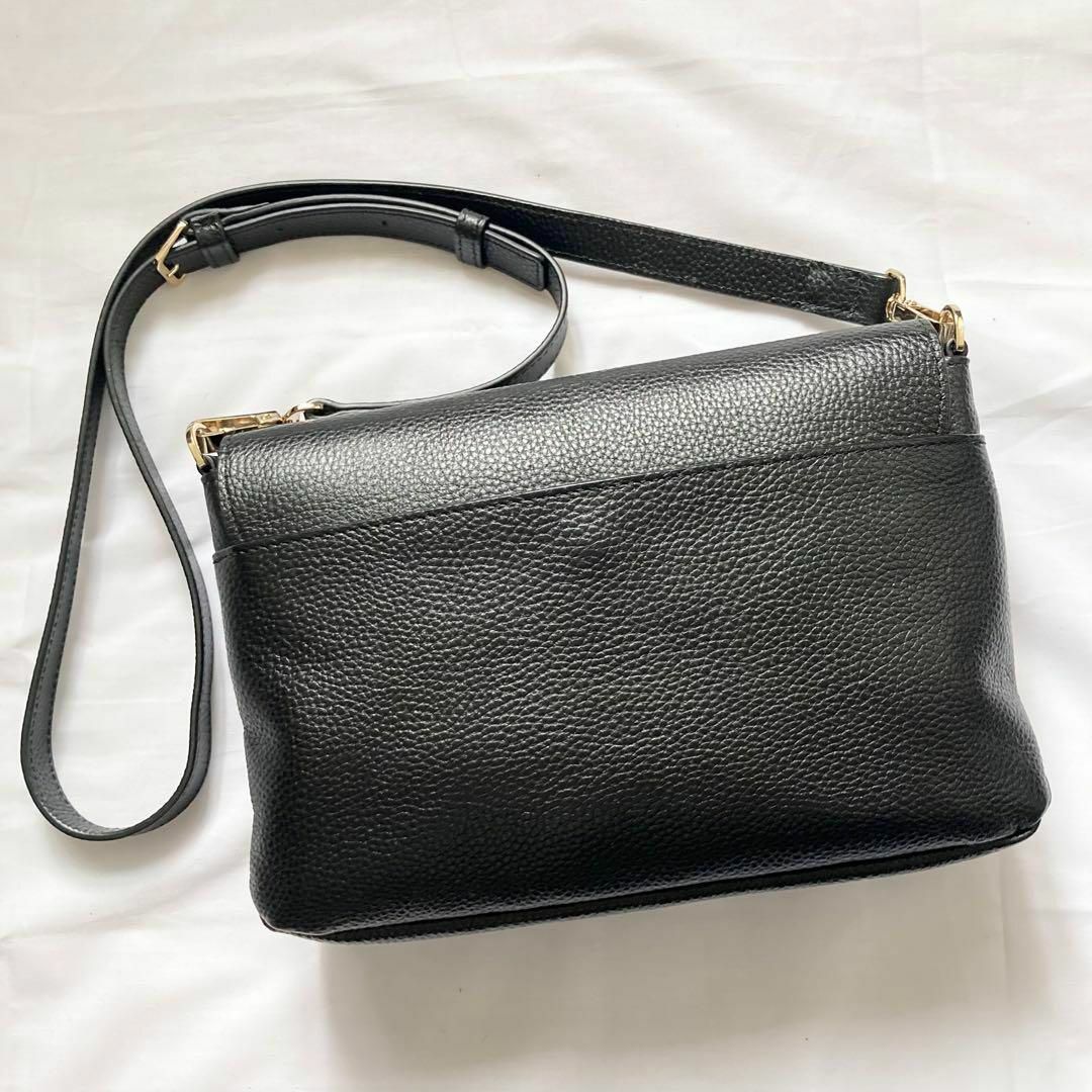 ✨極美品✨アニエスベー ショルダーバッグ ブラック メタルロゴ レザー シボ革