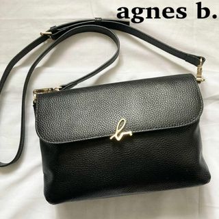 美品✨ロゴ刺繍　agnès b.  2wayバッグ シボ革　ショルダーバッグ