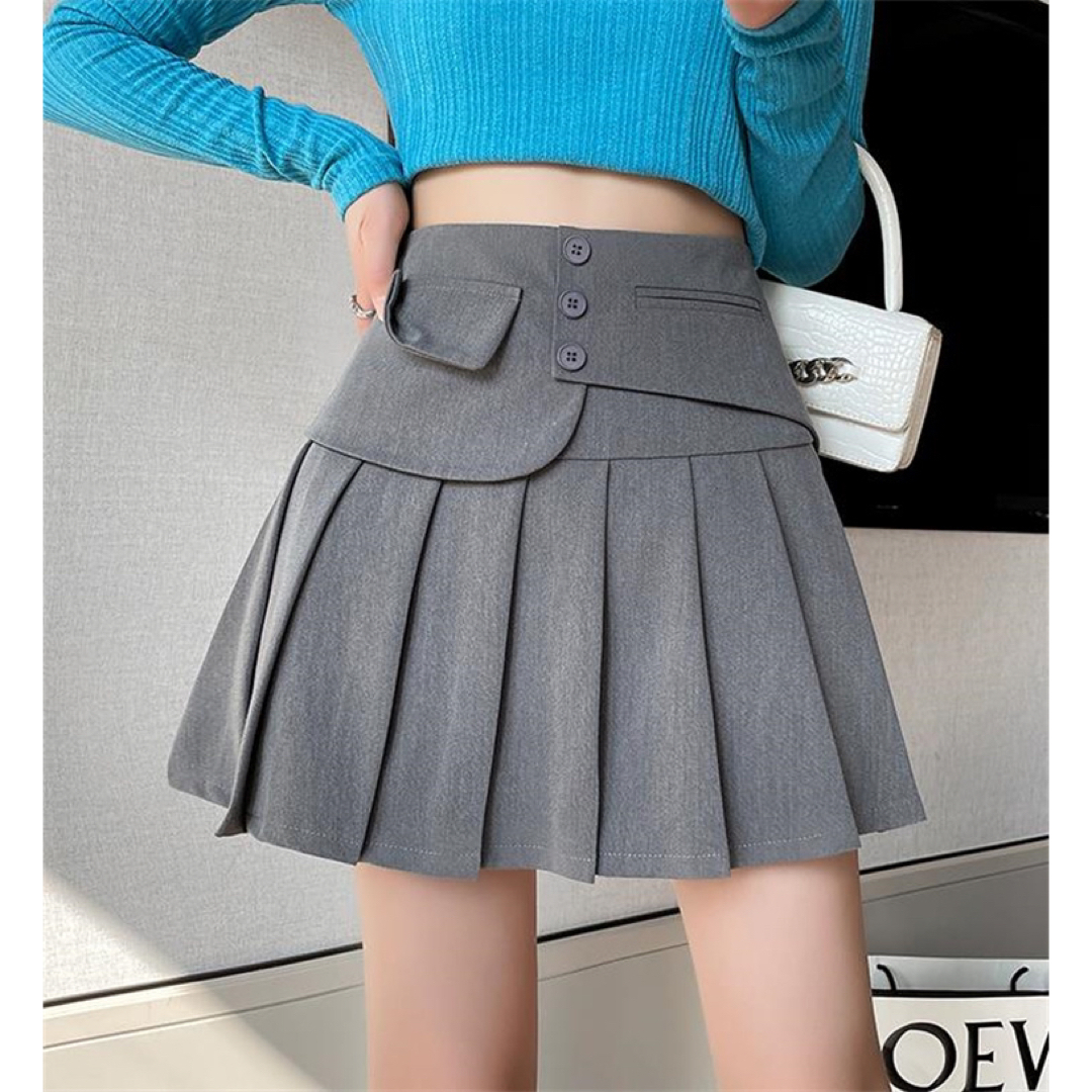 【M・グレー】ミニスカート プリーツスカート 洋服 レディースファッション