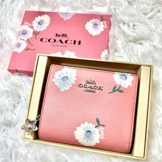 ❣️新品/未使用 COACH 折りたたみ財布 花柄 水色 ブルー 人気商品✴️