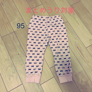 95 女の子 ボトムス リボン ピンク 部屋着 パジャマ(パンツ/スパッツ)