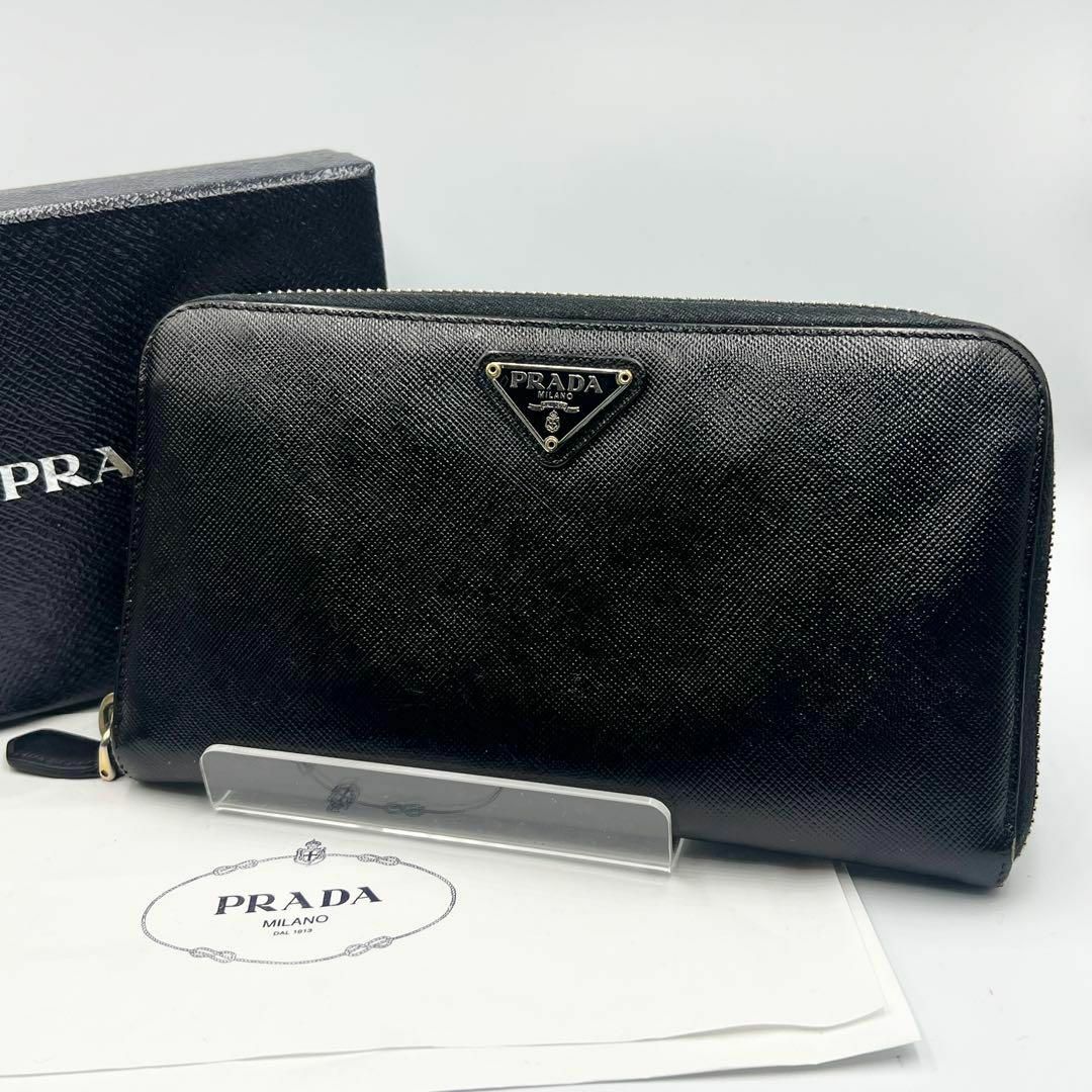 ✨希少・美品✨PRADA プラダ 三角ロゴ サフィアーノ 折り財布 黒 ブラック