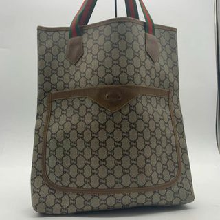 グッチ(Gucci)のオールドグッチ トートバッグ シェリーライン PVC 肩掛け GG柄(トートバッグ)