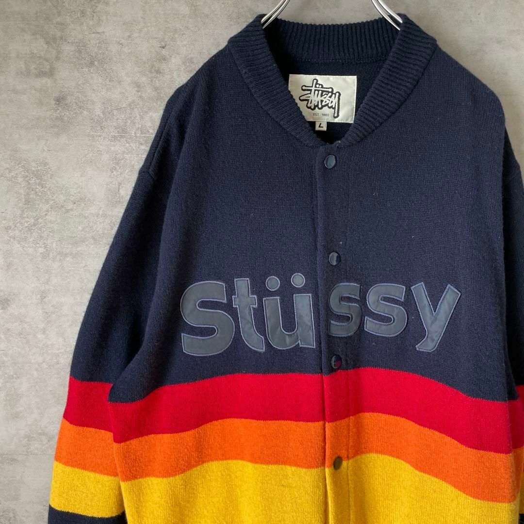 ネット販売済み 【ビッグ刺繍ロゴ、スナップカーディガン◎】stussy