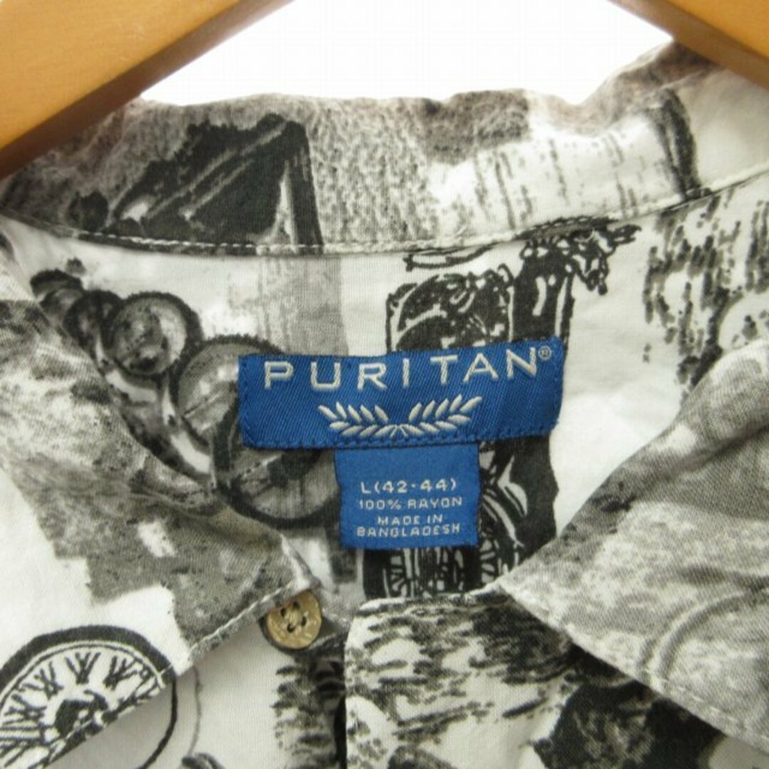 other(アザー)のピューリタン PURITAN 総柄シャツ カットソー 半袖 レーヨン グレー L メンズのトップス(シャツ)の商品写真