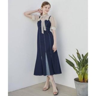 アンドクチュール(And Couture)のandcouture マチ配色デニムキャミワンピース(ロングワンピース/マキシワンピース)