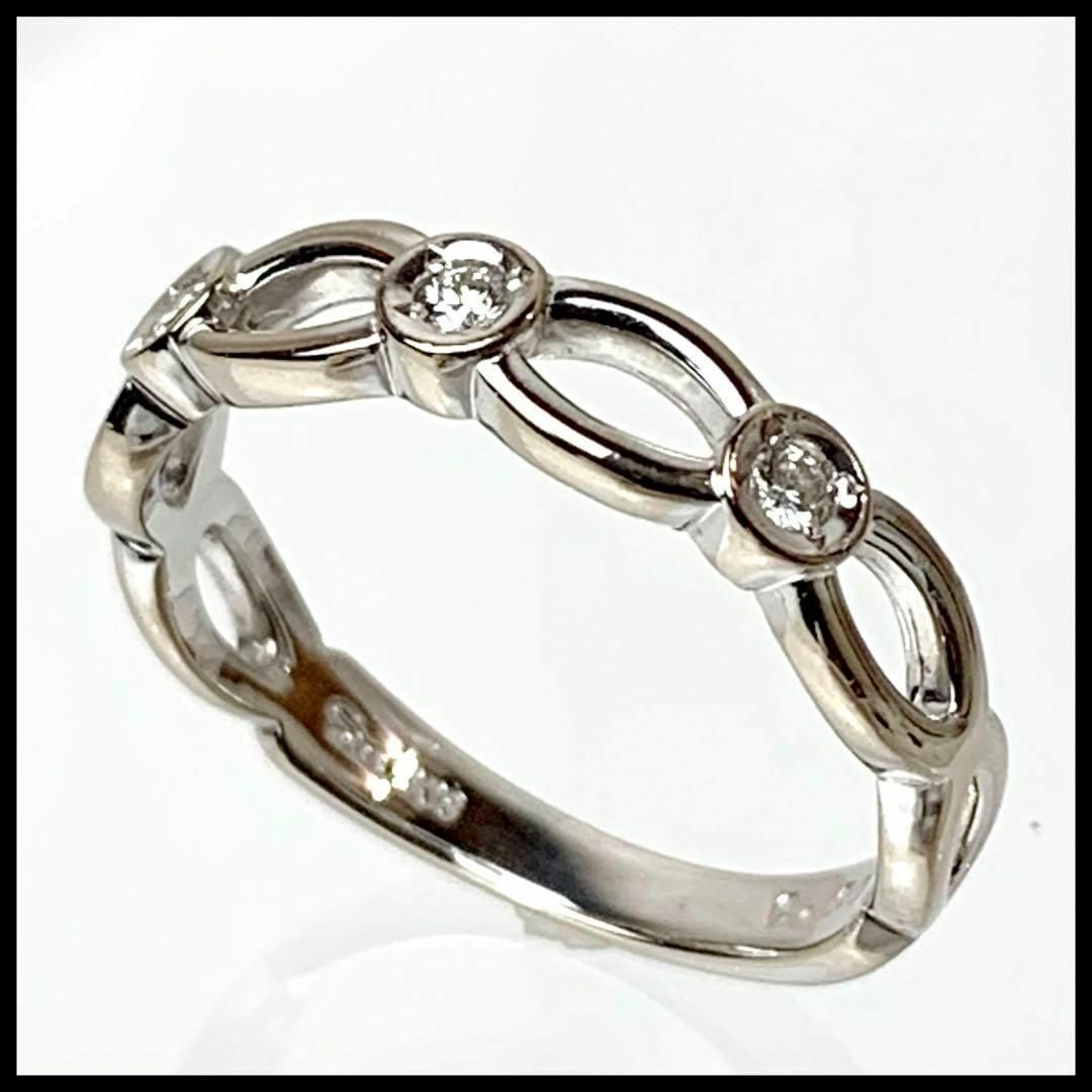 STAR JEWELRY(スタージュエリー)のスタージュエリー  K18  WG ダイヤ チェーンモチーフリング 指輪 10号 レディースのアクセサリー(リング(指輪))の商品写真