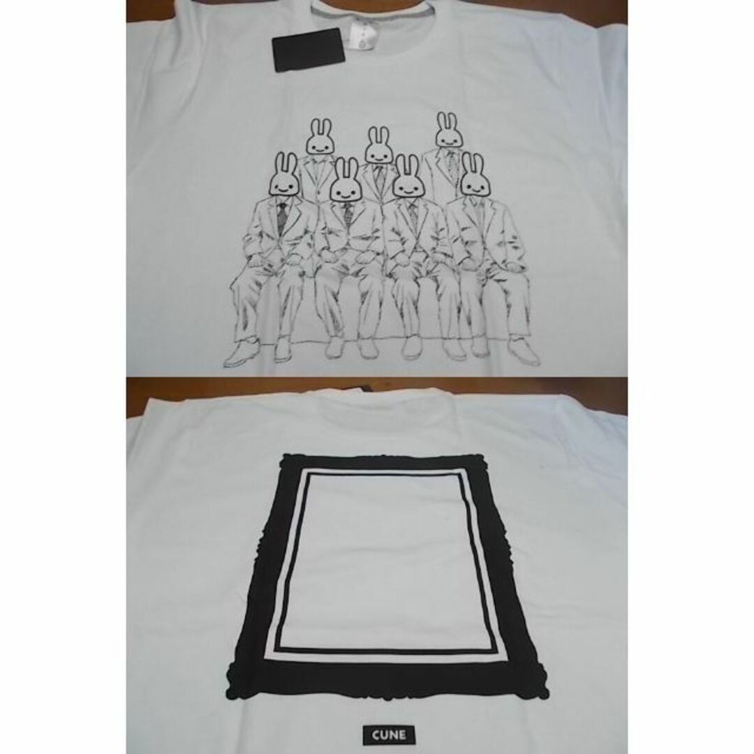 新品 cune キューン うさぎ 7匹 スーツ Tシャツ XL 白 2019