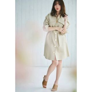 ハーリップトゥ(Her lip to)のHerlipto Belted Cargo Shirt Dress Beige(ひざ丈ワンピース)