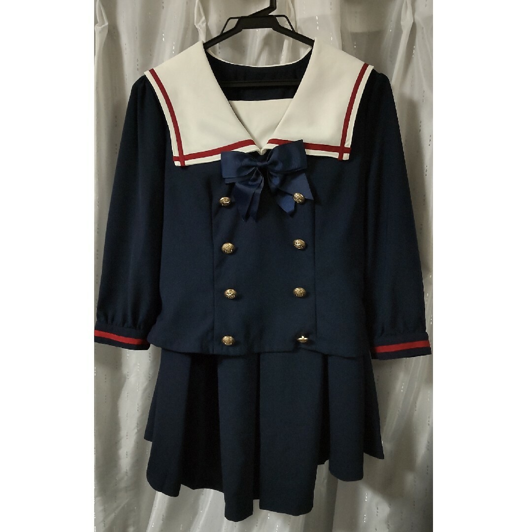 BODYLINE(ボディライン)のボディライン　ネイビー　セーラー服　プリーツ　スカート　制服　上下　セット エンタメ/ホビーのコスプレ(衣装)の商品写真