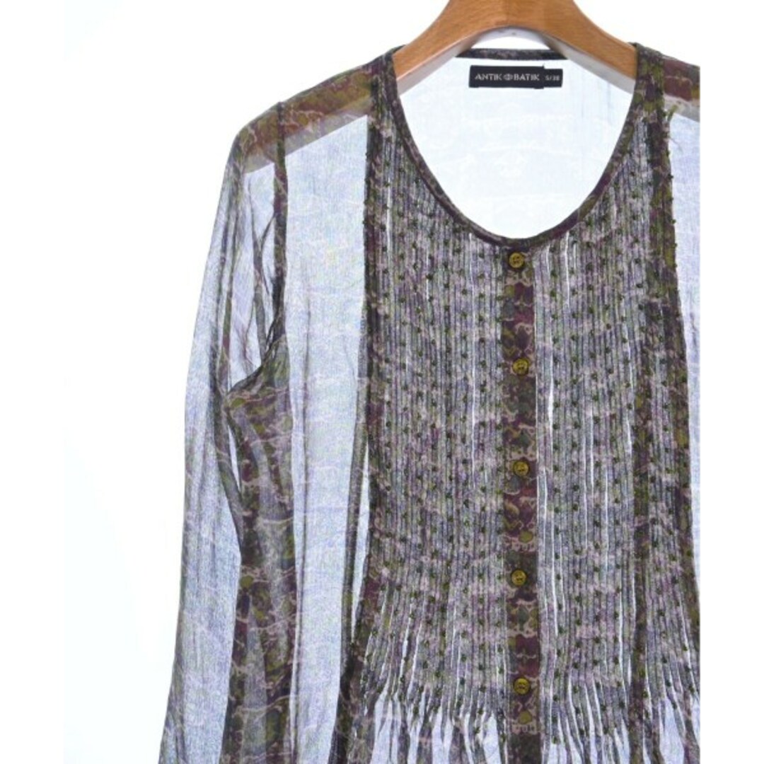 Antik Batik カジュアルシャツ 38(M位) カーキx紫等(総柄)