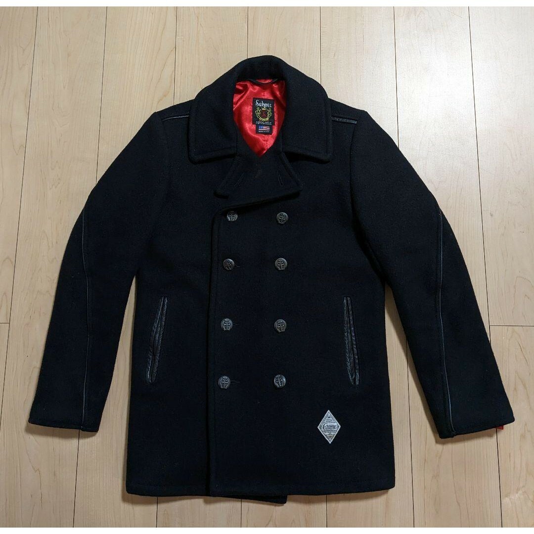 M 良品 SCHOTT × CRIMIE Pコート ブラック 黒-