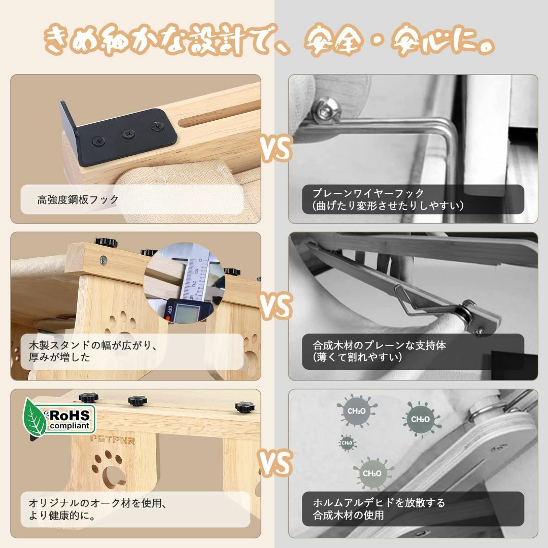 猫 ハンモック PETPNR 猫窓につけるベッド 耐久性を高めた調節可能な 猫窓