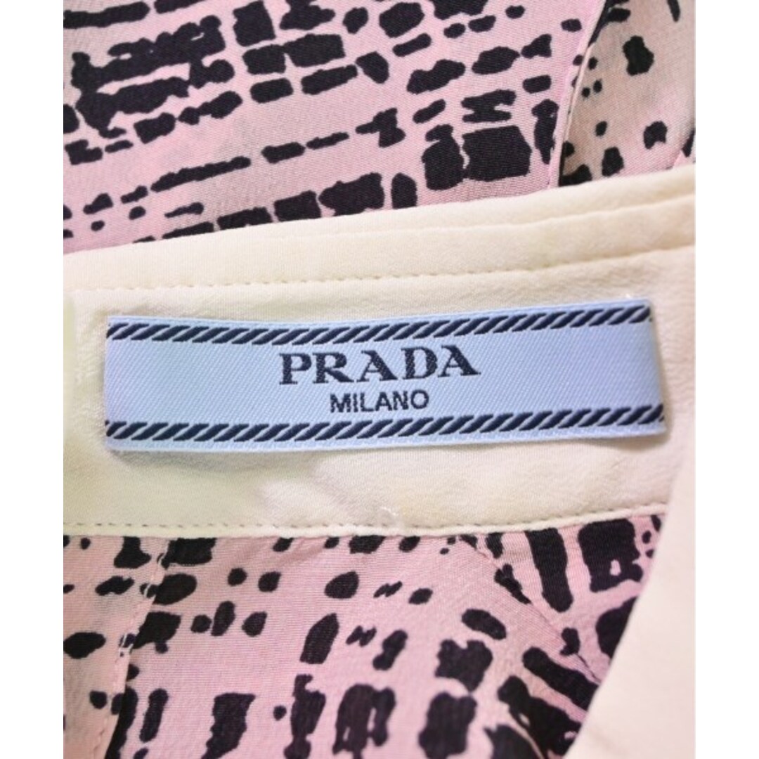 PRADA - PRADA プラダ ブラウス 38(S位) ピンクx黒(総柄) 【古着