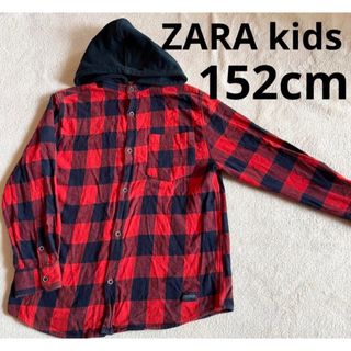 ZARA KIDS - ZARA kids ネルシャツ＆フード　チェック　赤／紺　152cm