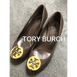 トリーバーチ(Tory Burch)のトリーバーチ ヒール パンプス ウェッジソール レザー ブラウン　24(ハイヒール/パンプス)