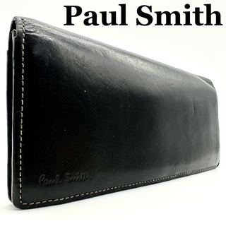 ポールスミス(Paul Smith)の【極美品】ポールスミス マルチストライプ 長財布 二つ折り ブラック レザー(財布)