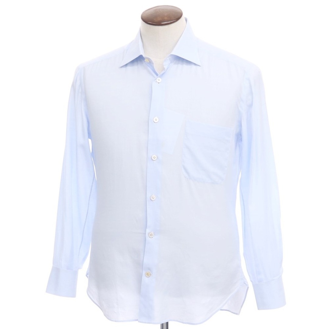 キートン Kiton ツイルコットン セミワイドカラー ドレスシャツ ライトブルー【サイズ41】【メンズ】