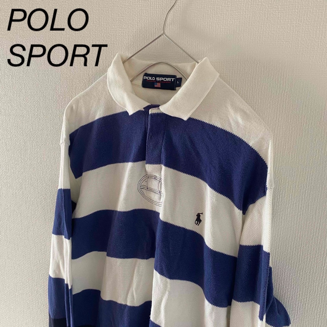 POLO RALPH LAUREN(ポロラルフローレン)のレアPOLOSPORTポロスポーツネイビーホワイトメンズラガーシャツ長袖Y2K メンズのトップス(シャツ)の商品写真