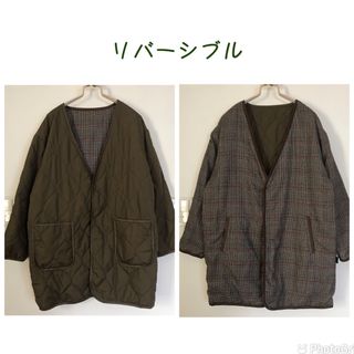 新品☆キルト×グレンチェックのリバーシブルジャケット(ブルゾン)