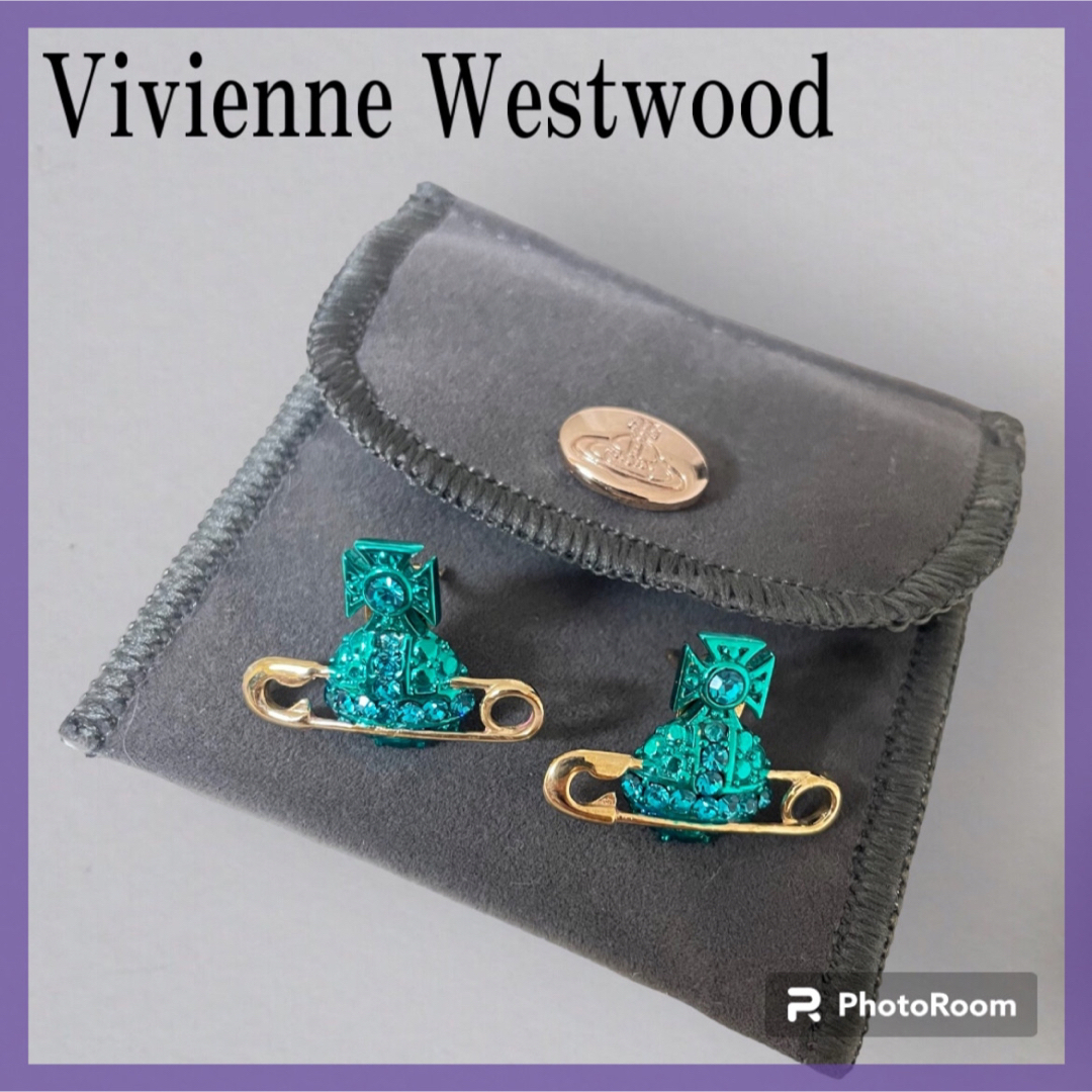 Vivienne Westwood(ヴィヴィアンウエストウッド)の美品✨Vivienne Westwood オーブ エメラルドグリーン ピアス レディースのアクセサリー(ピアス)の商品写真