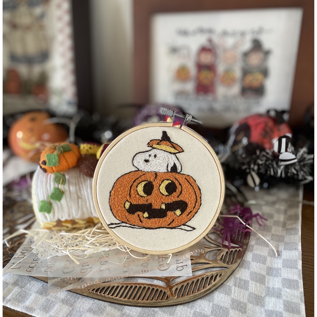 ハロウィン刺繍（完成品） ハンドメイドのインテリア/家具(その他)の商品写真