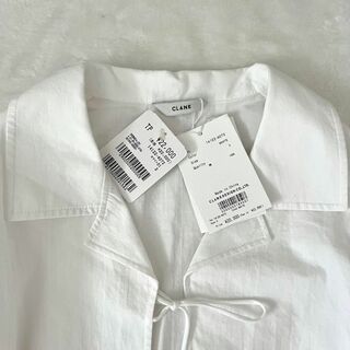 新品　CLANE コンパクトリボンシャツ ホワイト　ブラウス　カーディガン　綿