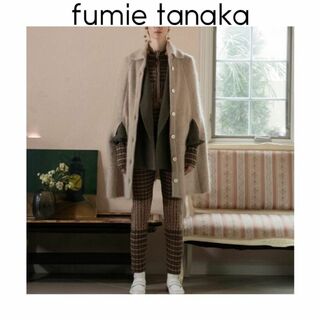 fumie tanaka フミエタカナ　ニットロンパース　ボーダー　ブラウン　2