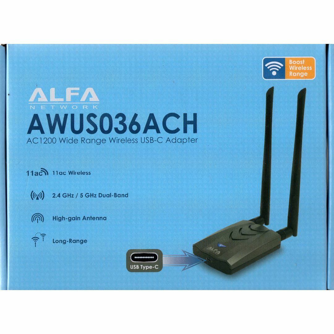 ALFA AWUS036ACH V2無線LAN USBアダプター新品未開封PC/タブレット