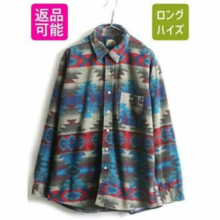 90s USA製 大きいサイズ XL ■ カベラス ネイティブ 総柄 コットン (シャツ)