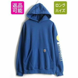 カーハート(carhartt)のUS企画 希少サイズ S ■ カーハート 袖 プリント スウェット フード パー(パーカー)