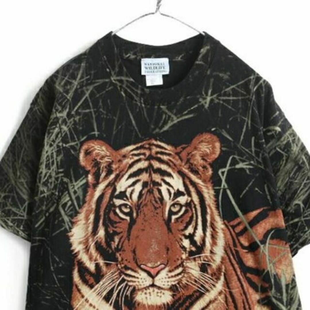 90s USA製 大きいサイズ XL ■ タイガー 大判 プリント 半袖 Tシャ メンズのトップス(Tシャツ/カットソー(半袖/袖なし))の商品写真