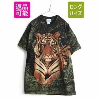 90s USA製 大きいサイズ XL ■ タイガー 大判 プリント 半袖 Tシャ(Tシャツ/カットソー(半袖/袖なし))