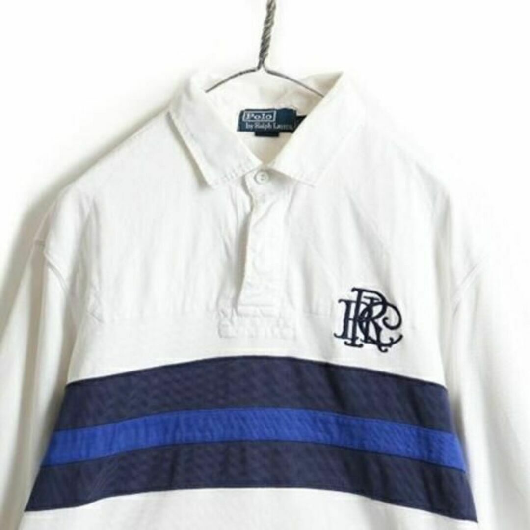 ■ POLO ポロ ラルフローレン ボーダー 長袖 ラガーシャツ ( メンズ L